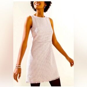 LOFT Tweed Plaid Dress with Raw Hem